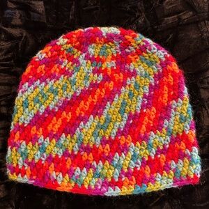 Winter Beanie - med/lg - 100% acrylic - multi coloured